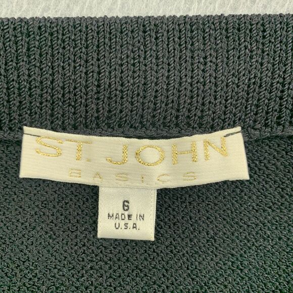 St. John Maxi Skirt Size 6  Basics Womens Pull On Santana Knit Black Slit - Picture 9 of 12